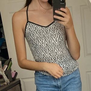 Black and White Camisole w Strappy Back